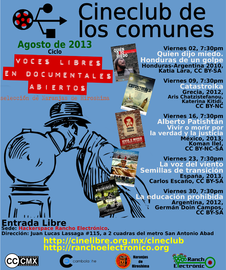Cineclub de los comunes – Agosto – Ciclo: Voces libres en documentales abiertos